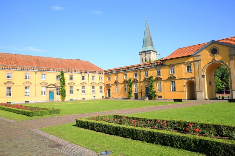 Photo of The historic Castle Osnabrueck in Niedersachsen, Germany, annex and gate, today the municipal university of Osnabrueck, built 17th century.