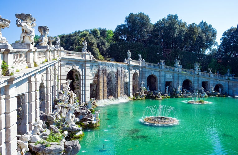 Photo of beautiful fountain in the park of the Royal Palace, Caserta, Italy.