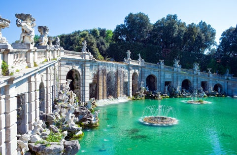 Photo of beautiful fountain in the park of the Royal Palace, Caserta, Italy.