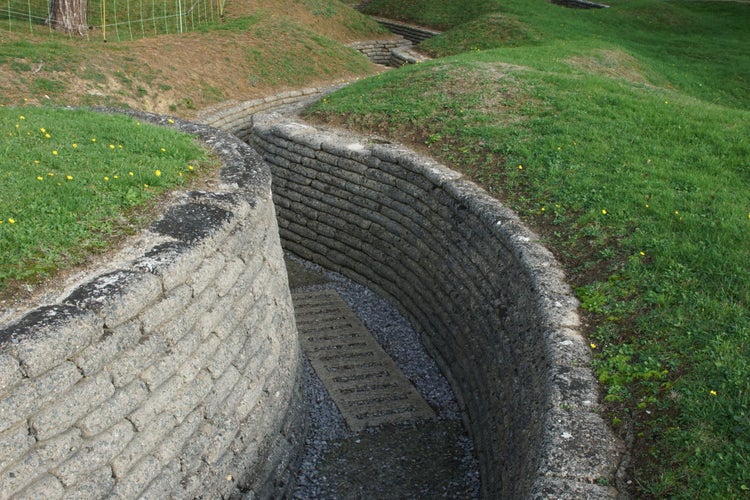 Photoof Allied Observation Trench, Vimy Ridge Battlefield, Givenchy-en-Gohelle, Lens, Pas-de-Calais, Hauts-de-France, France.