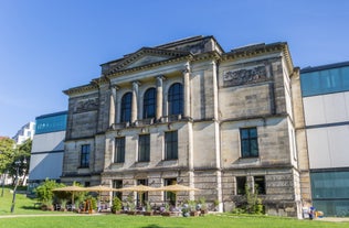 Photo of panorama of New City Hall in Hannover in a beautiful summer day, Germany.