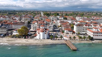 Photo of aerial view of the castle of Platamon, Pieria, Macedonia, Greece.