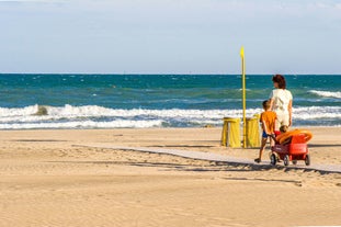 Photo of aerial view of Lido di Jesolo, or Jesolo Lido the beach area of the city of Jesolo in the province of Venice, Italy.