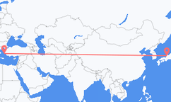 日本の小松から、ギリシャのイカリア島までのフライト