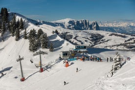 photo of panoramic view of Val Gardena in Italy.