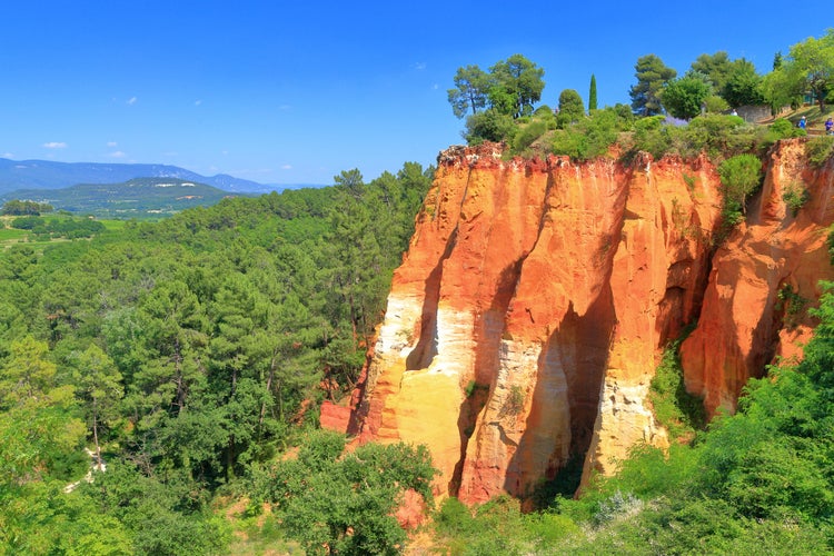 Abandoned ochre mine surrounded by vegetation in Roussillon, Provence-Alpes-Cote d'Azur district, France