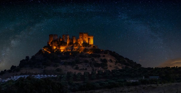 photo of night view of Almodovar del Rio Castle in Córdoba, Spain.