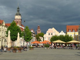 Photo of scenic summer view of the Old Town architecture with Elbe river embankment in Dresden, Saxony, Germany.