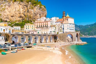 photo of Massa Lubrense and the Cathedral, Punta Lagno region, Sorrento peninsula, Italy.