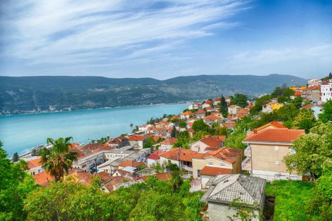Photo of aerial view of town from Kanli Kula Fortress,Herceg Novi, Montenegro.