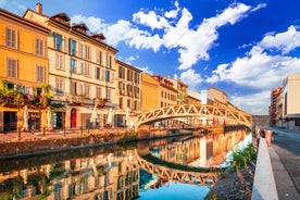 Photo of beautiful view of canal with statues on square Prato della Valle and Basilica Santa Giustina in Padova (Padua), Veneto, Italy.