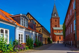 Photo of aerial view of Danish town Faaborg.