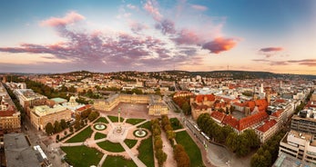 Photo of aerial view over the city of Pforzheim, Germany.