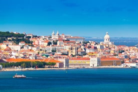 photo of panoramic view of Sesimbra, Setubal Portugal on the Atlantic Coast.