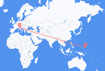 미크로네시아 추크 주에서 출발해 이탈리아 볼로냐로(으)로 가는 항공편