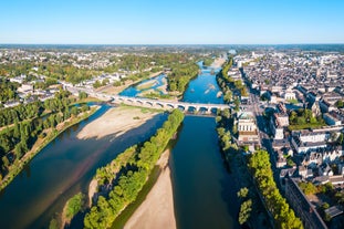 Photo of Tours aerial panoramic view. Tours is a city in the Loire valley of France.