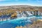 photo ofLandscape View Of Hraunfossar And Barnafossar Waterfall With Autumn Red, Northwest Region of Iceland.