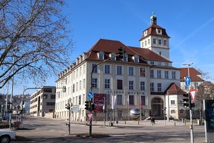 Photo of Tuebingen in the Stuttgart city ,Germany Colorful house in riverside and blue sky. 