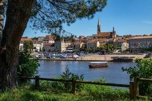 Photo of Bordeaux aerial panoramic view. Bordeaux is a port city on the Garonne river in Southwestern France.