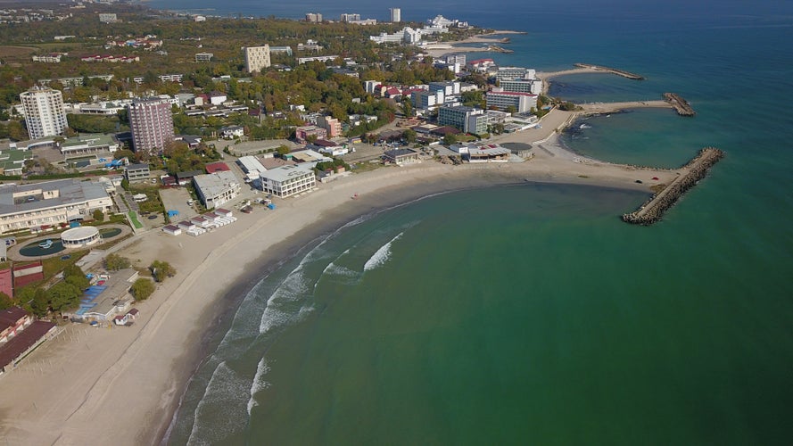 Lara Beach, Mangalia, Romania - City Views over the beach into Mangalia and Saturn