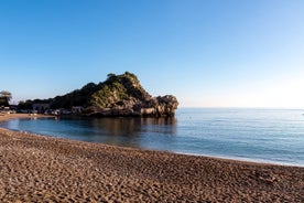 Photo of Isola Bella rocky island in Taormina, Italy.