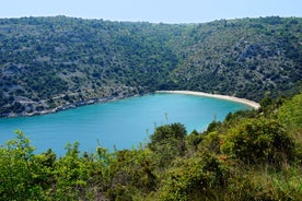 Photo of aerial view of beautiful town of Medulin waterfront view, Istria region of Croatia.