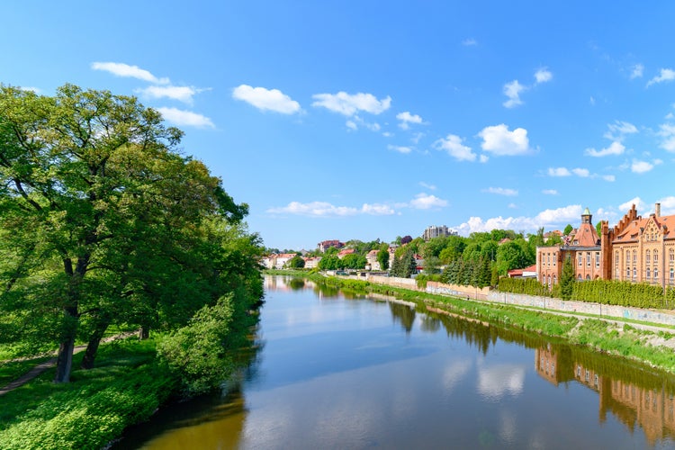 River Neisse in Görlitz, border between Poland and Germany.