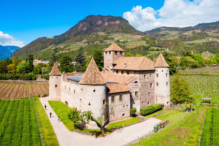 photo of view of Maretsch Castle or Castel Mareccio is a medieval fort in the historic center of Bolzano in South Tyrol, northern Italy.