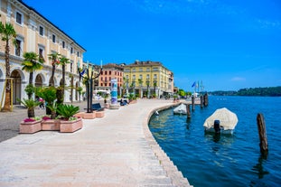 photo of an aerial panoramic view of the center of Salo on Lake Garda, Italy.