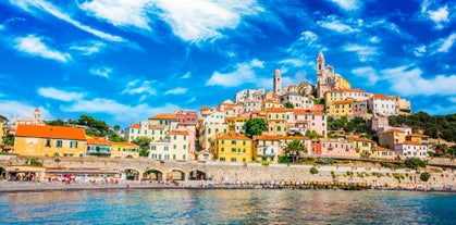 Photo of a coastal city of Imperia, Italian Rivera in the region of Liguria, Italy.