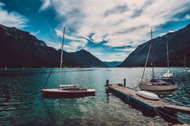 Photo of aerial view of beautiful landscape at the Achensee lake in Austria.