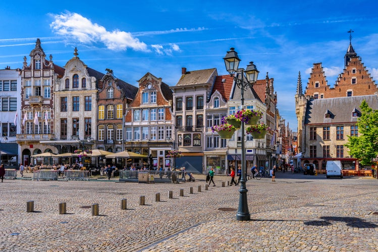 Grote Markt in Mechelen, Belgium. Mechelen is a city and municipality in the province of Antwerp, Flanders, Belgium. Cityscape of Mechelen