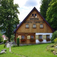 Photo of old wooden Norwegian temple Wang in Karpacz, Poland.