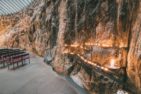Photo of Interior Of Lutheran Temppeliaukio Church Also Known As Church Of Rock And Rock Church, famous Landmark, Helsinki, Finland.