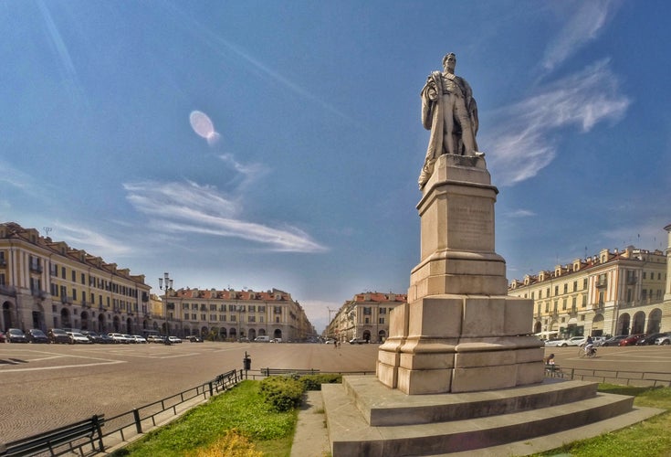 photo of The main square of Cuneo with the monument to Galimberti in Italy.