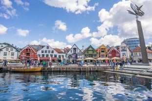 Vagen old town aerial panoramic view in Stavanger, Norway. Stavanger is a city and municipality in Norway.