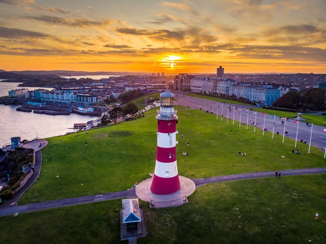 photo  of view of Summer sunset at The Hoe Plymouth.