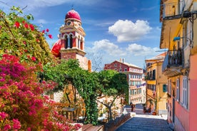 Photo of aerial spring cityscape of capital of Corfu island, Greece.