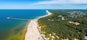 Aerial view of the beach and sea shore in Palanga, Lithuania. Beach town in Palanga.