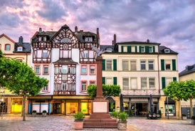 Photo of Tuebingen in the Stuttgart city ,Germany Colorful house in riverside and blue sky. 