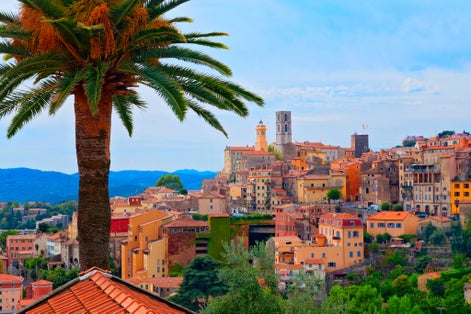 Photo of aerial view of beautiful Grasse Village in French Riviera, France.
