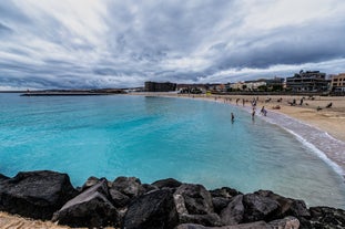 photo of aerial view of Puerto del Rosario city, Fuerteventura Island, Canary Islands, Spain.