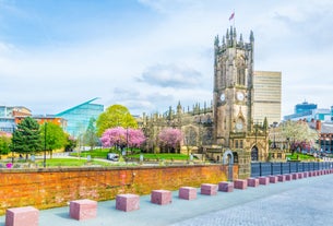 Photo of redeveloped Warehouses along the River in Leeds, UK.