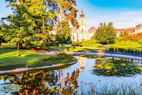 Photo of the Festetics Palace is located in the town of Keszthely, Zala, Hungary, near the Lake Balaton.