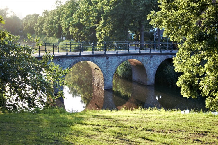 An arch bridge in the city of Hoorn, Noord-Holland, The Netherlands