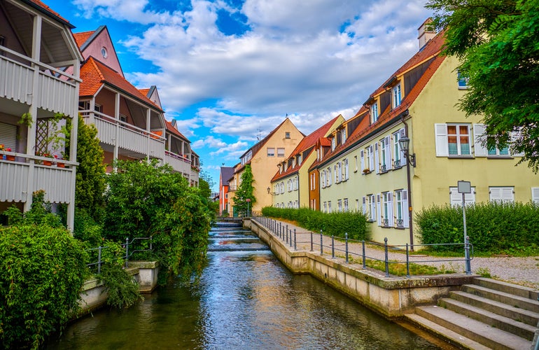 photo of beautiful old town in summer in Memmingen, Germany.