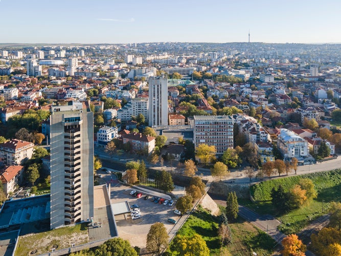 Amazing Aerial view of City of Ruse, Bulgaria