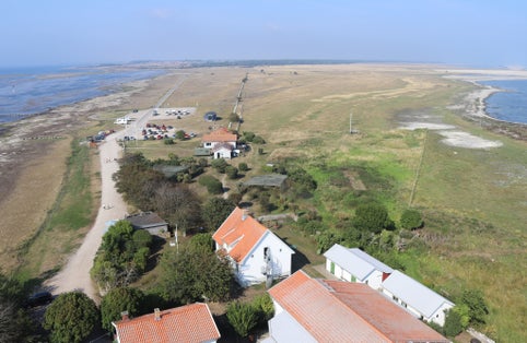 photo of panoramic view from the top of Lange Jan Lighthouse in Öland in Sweden. Summer view over the important bird and nature reserve.