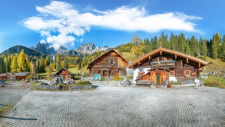 photo of beautiful view in Filzmoos at snowy winter in Austria.