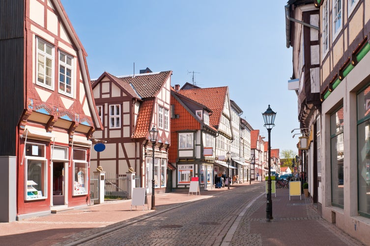 Photo of half-timber houses street in Celle, Germany.